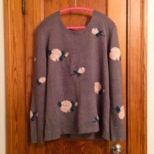 Floral Grey and Pink Sweater
